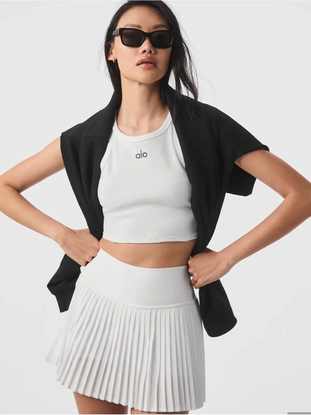 ALO Grand Slam Tennis White Pleated  Skirt